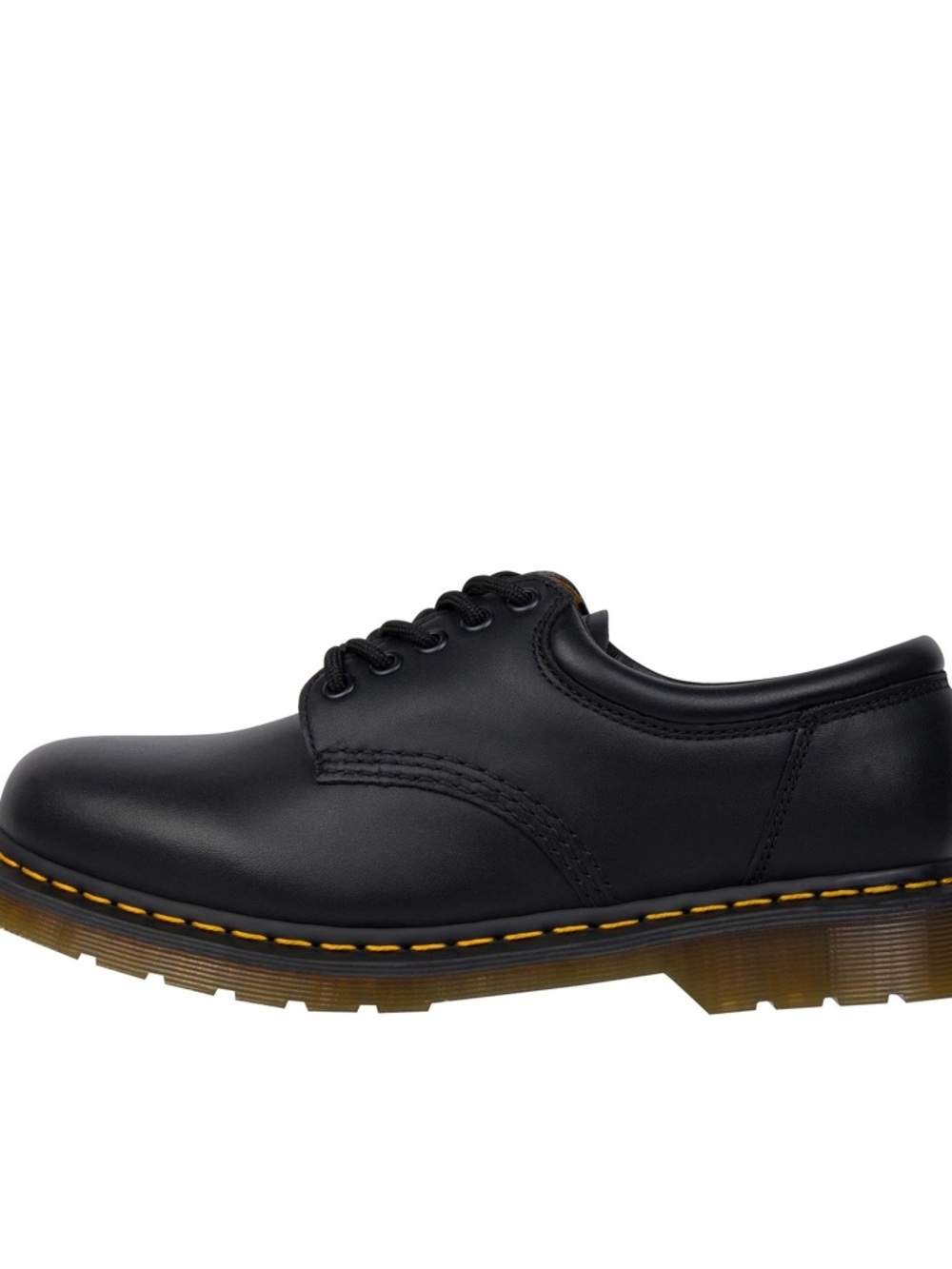 Dr. Martens Black Leather 3-Eye Derby with Yellow Stitch